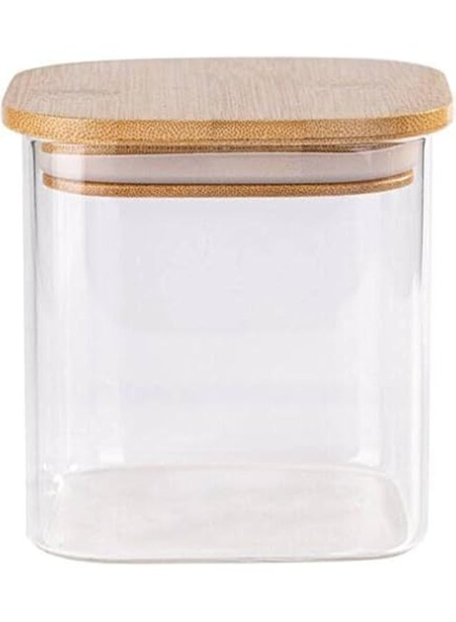 Clear Glass Jar with Wooden Airtight leakproof Bamboo Lid for kitchen pantry Nuts,tea,sugar,coffee,spices,masala, Gifting Item, Uses in cafes,Resturants,Hotels,carfting(300ML, 1 Pcs) - Image 4